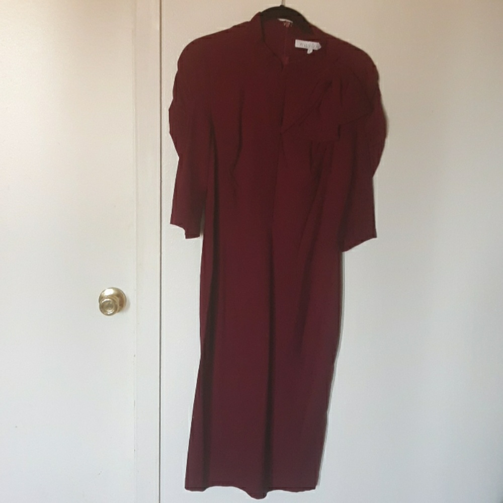1940's style burgundy wiggle dress - Picture 2 of 6